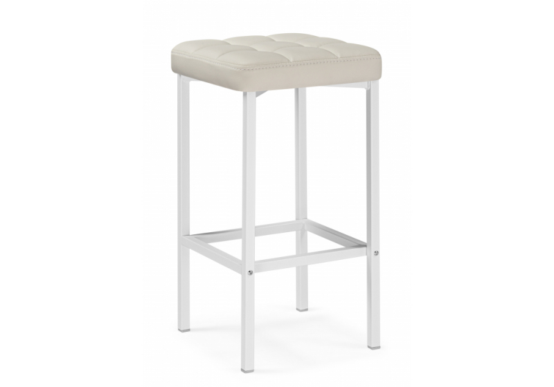 Барный стул Лофт кож.зам. линкольн белый / белый матовый (35x35x65). 